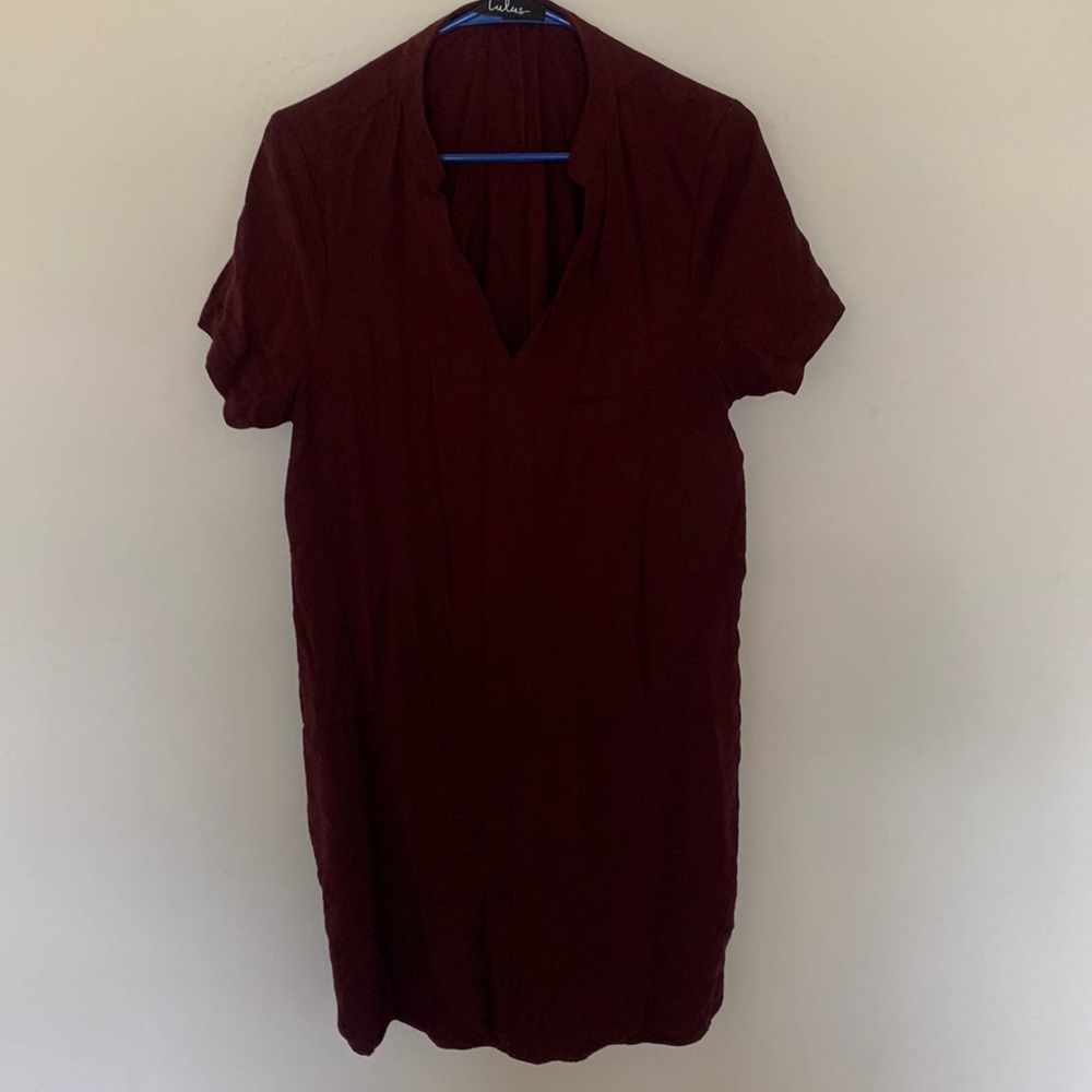 Red T-shirt dress with pockets